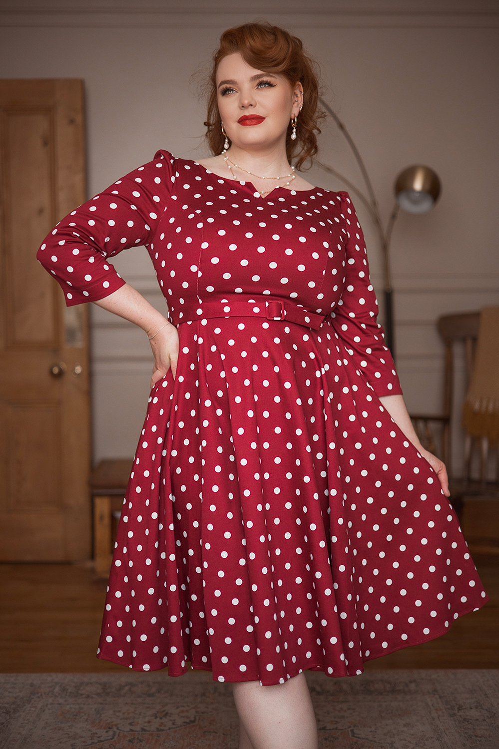 Rosetta Polka Dot Swing Dress in Plus Size